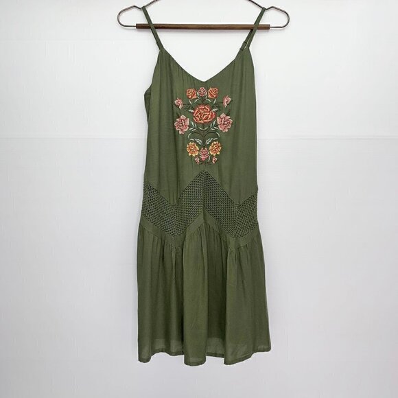 Wonderly Summer Dress Size XS Dessert Dreamer Embroidered Green Adjustable Strap - Picture 1 of 8